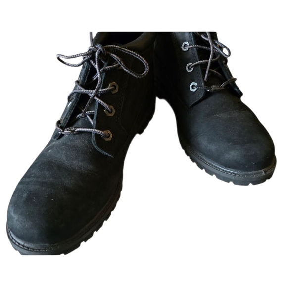 Timberland Black Suede Leather Womens Ankle Boots Booties Lace Up Size 9M main image 5